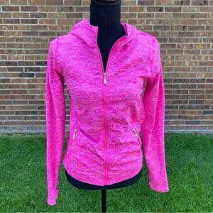 Marled Keyhole Pink Zipper Jacket